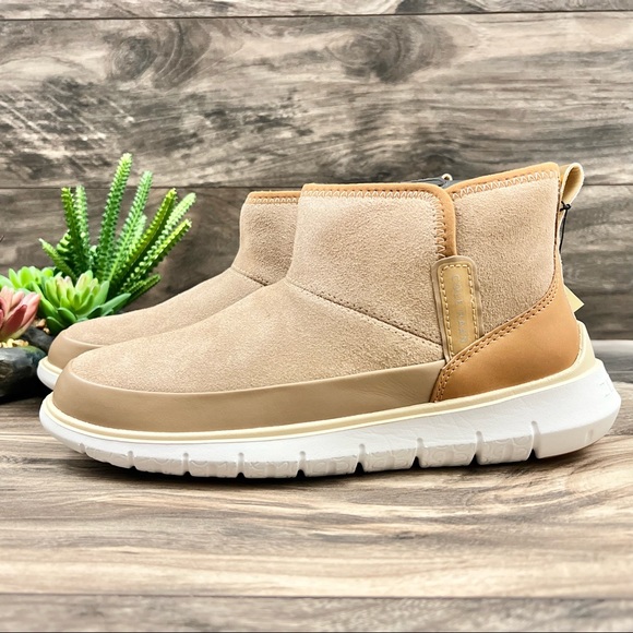 NIB Cole Haan Zerogrand Water Resistant Bootie Birch Beige Suede Leather - Picture 4 of 16